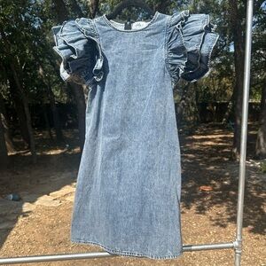 Lola + The Boys Blue Denim Dress with Ruffle Sleeves